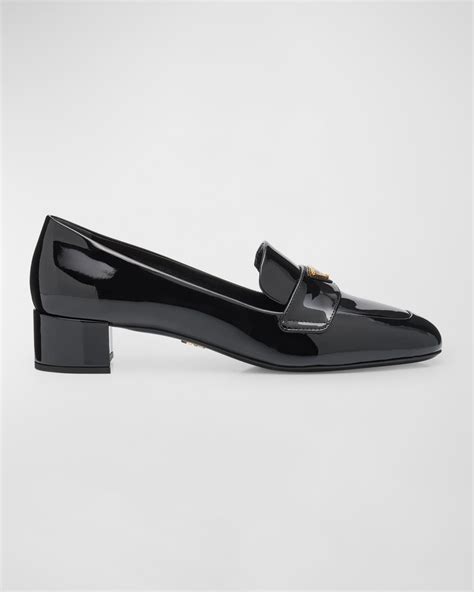 gray vernice prada leather pumps|Prada Vernice Patent Loafer Pumps .